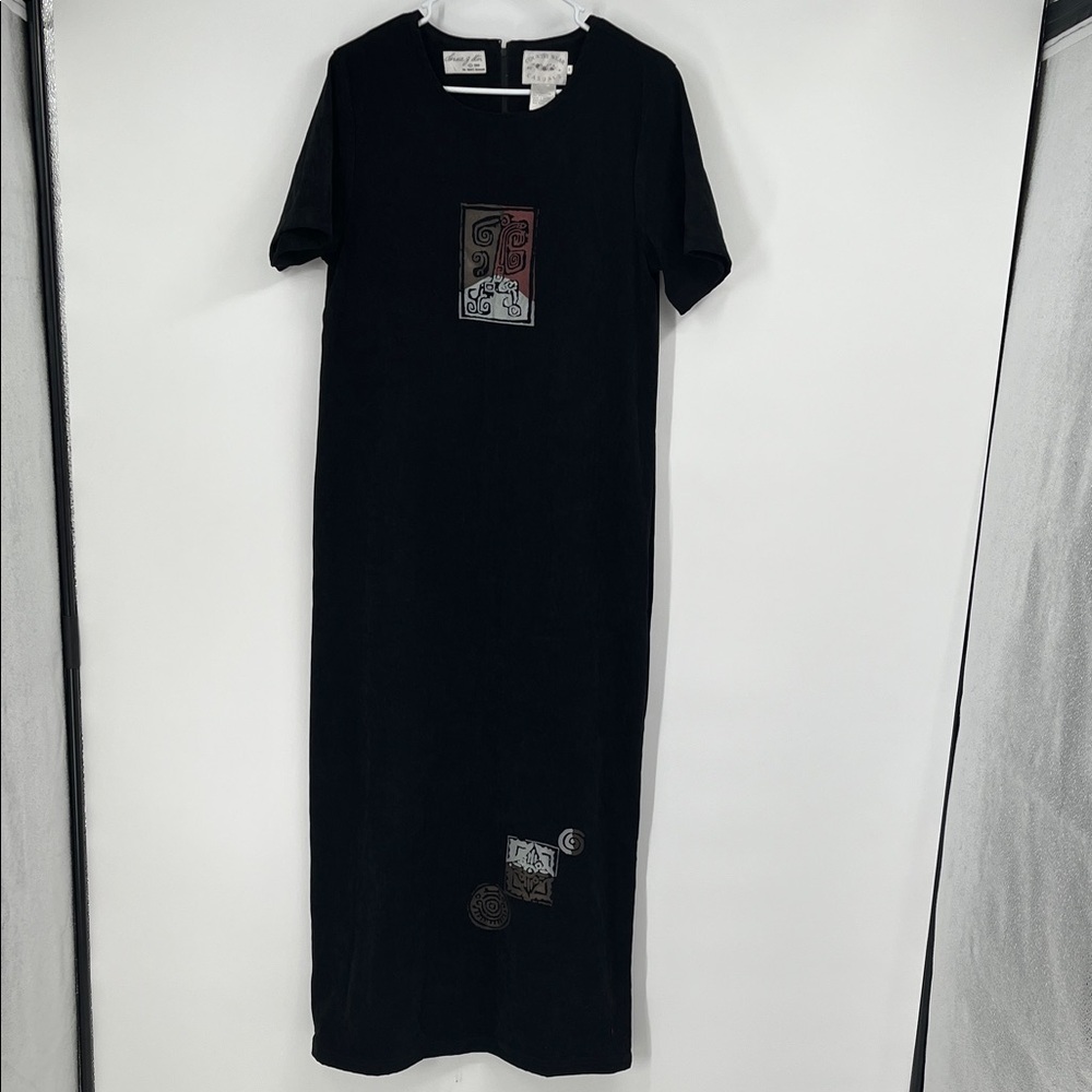 Vintage Country Wear Casuals Black Maxi Dress Size Small